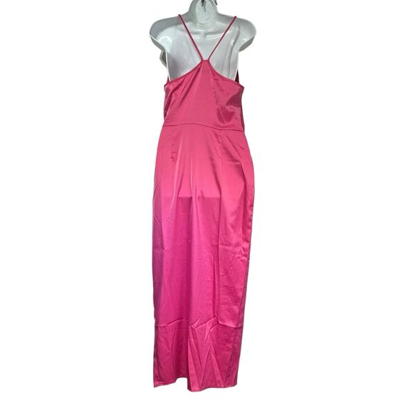 Missguided Tall PINK satin drape asymmetric strap midi dress US size 6 - Picture 2 of 8